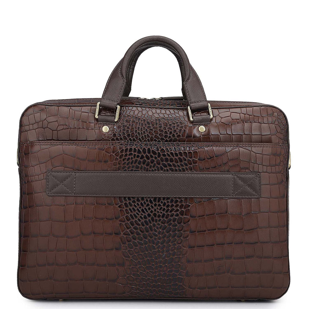 Croco Leather Laptop Bag - Date