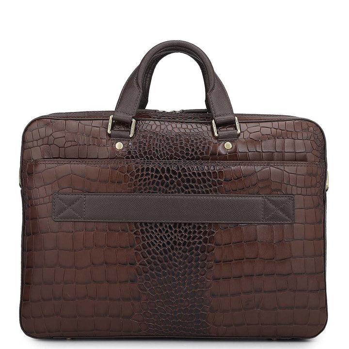 Croco Leather Laptop Bag - Date