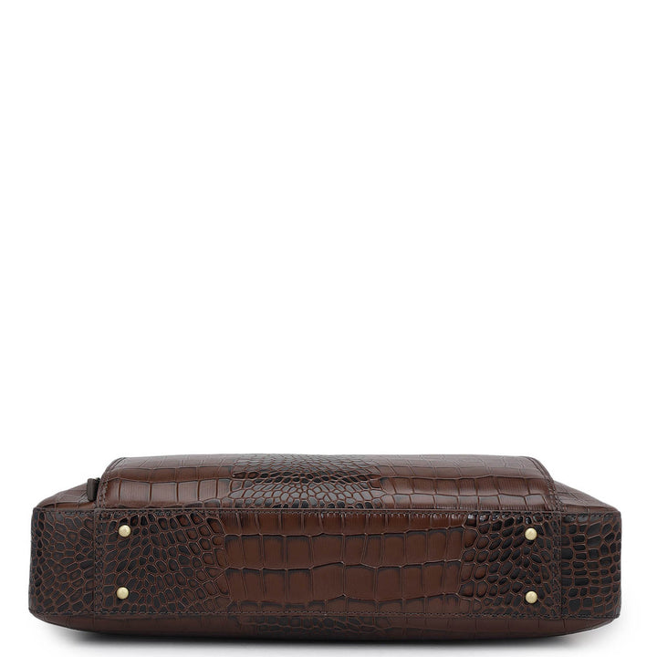 Croco Leather Laptop Bag - Date