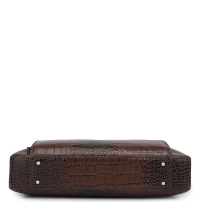 Croco Leather Laptop Bag - Date