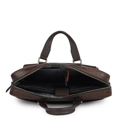 Croco Leather Laptop Bag - Date