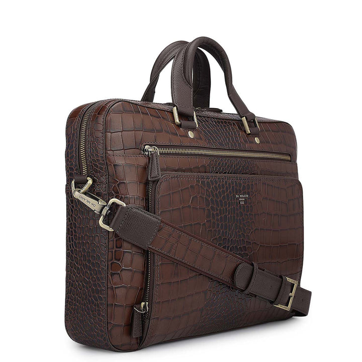 Croco Leather Laptop Bag - Date