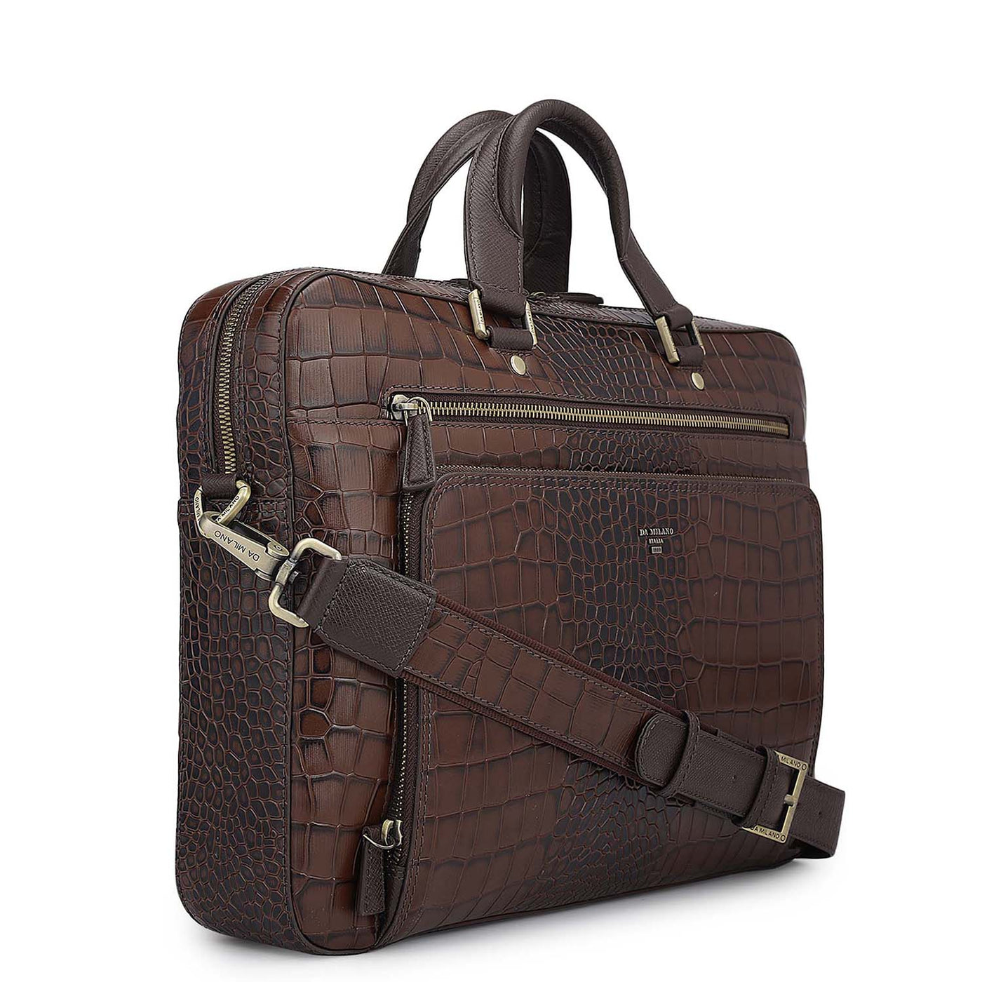 Croco Leather Laptop Bag - Date