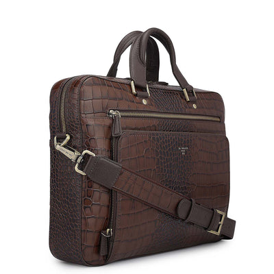 Croco Leather Laptop Bag - Date