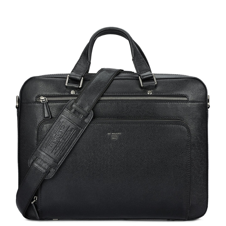 Franzy Leather Laptop Bag - Black
