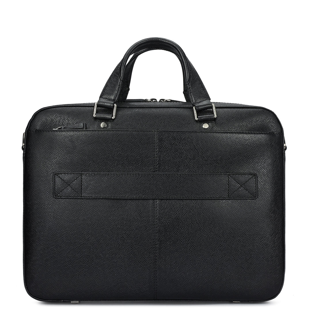 Franzy Leather Laptop Bag - Black