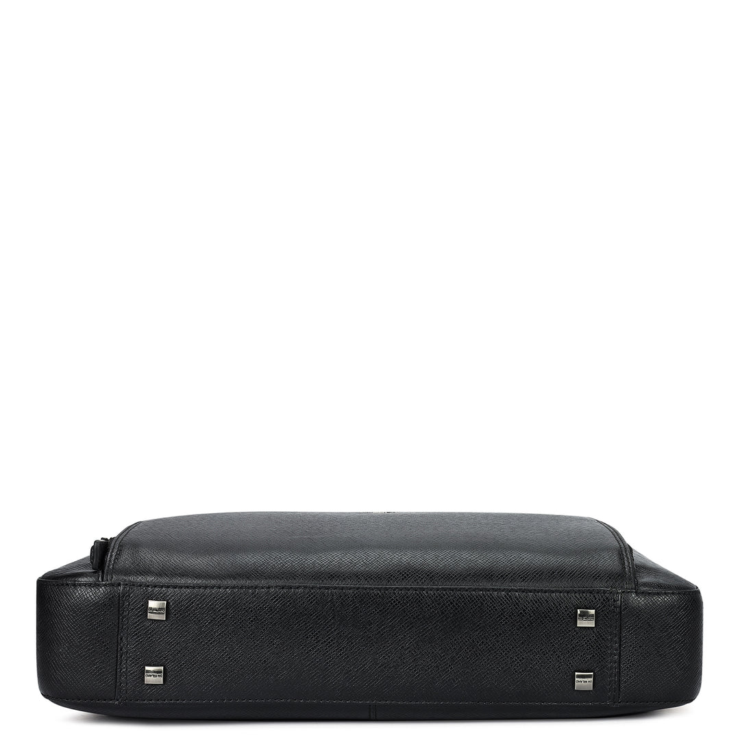 Franzy Leather Laptop Bag - Black