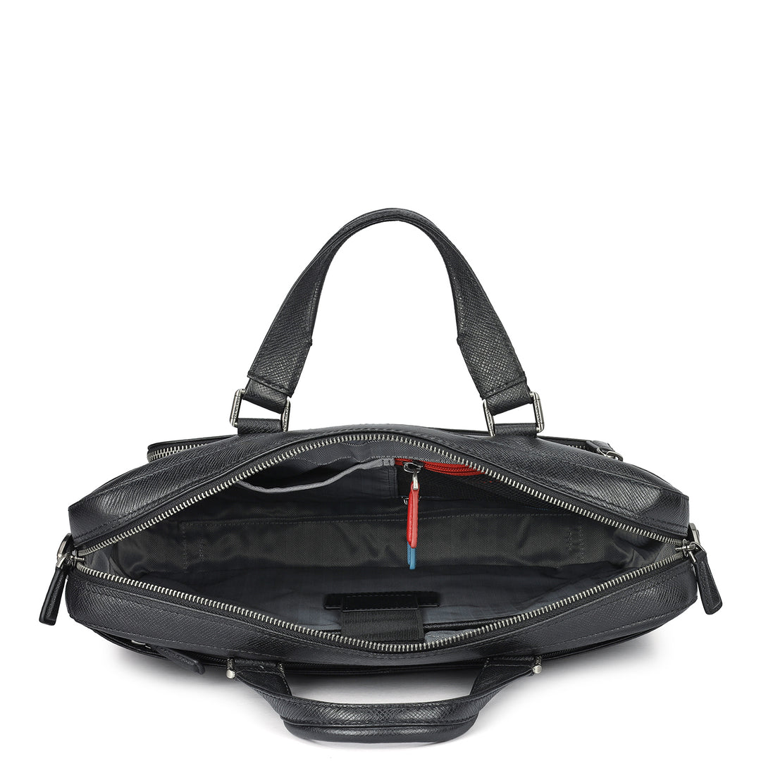 Franzy Leather Laptop Bag - Black