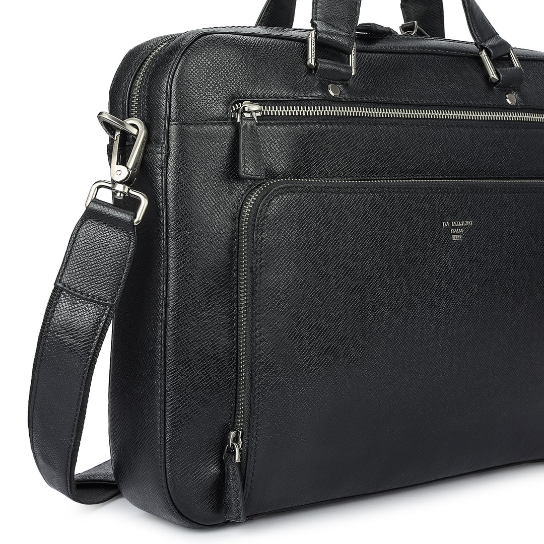 Franzy Leather Laptop Bag - Black