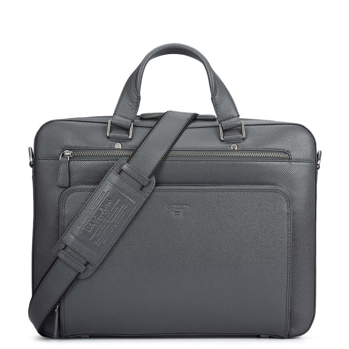 Franzy Leather Laptop Bag - Charcoal Grey
