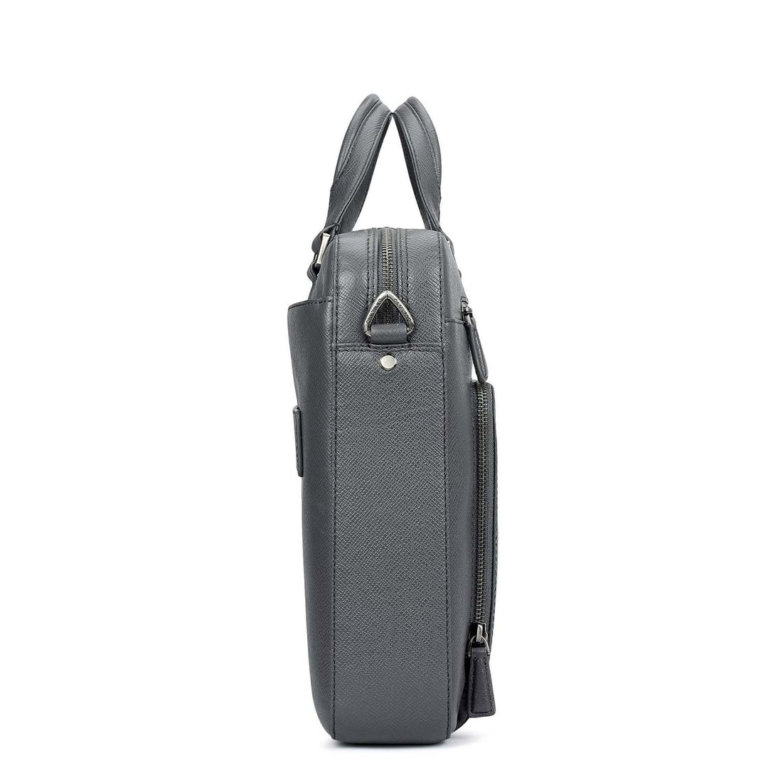 Franzy Leather Laptop Bag - Charcoal Grey