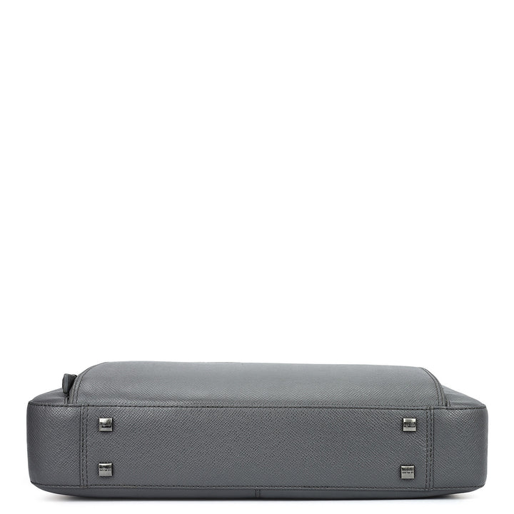 Franzy Leather Laptop Bag - Charcoal Grey