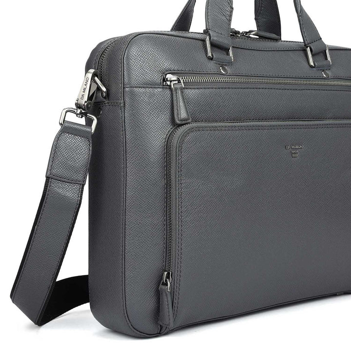 Franzy Leather Laptop Bag - Charcoal Grey