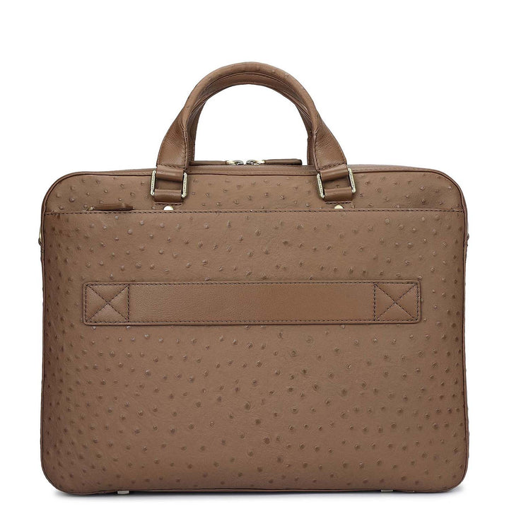 Ostrich Leather Laptop Bag - Mocha