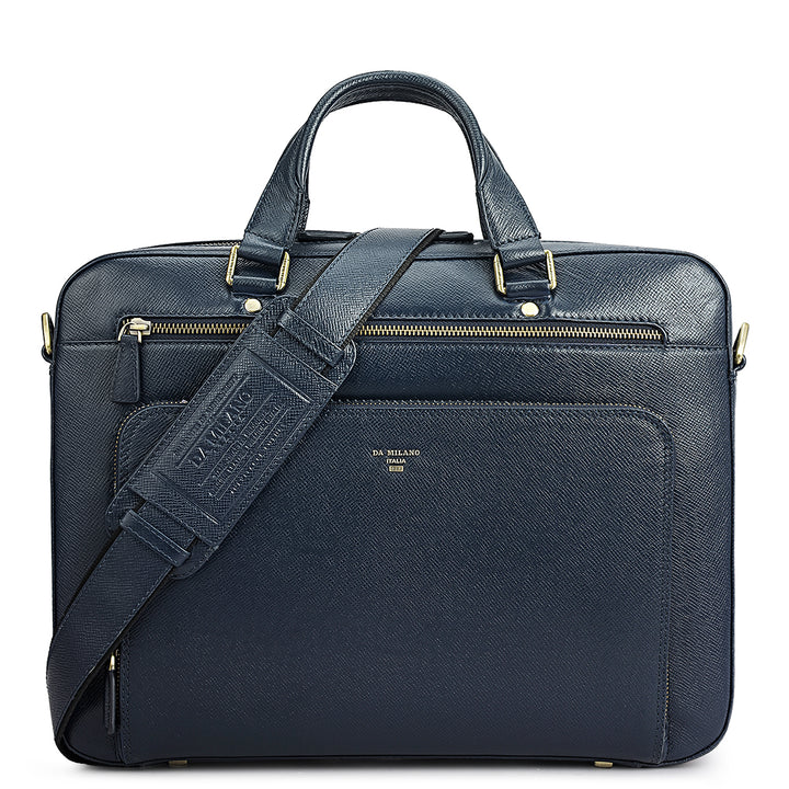 Franzy Leather Laptop Bag - Patriot Blue