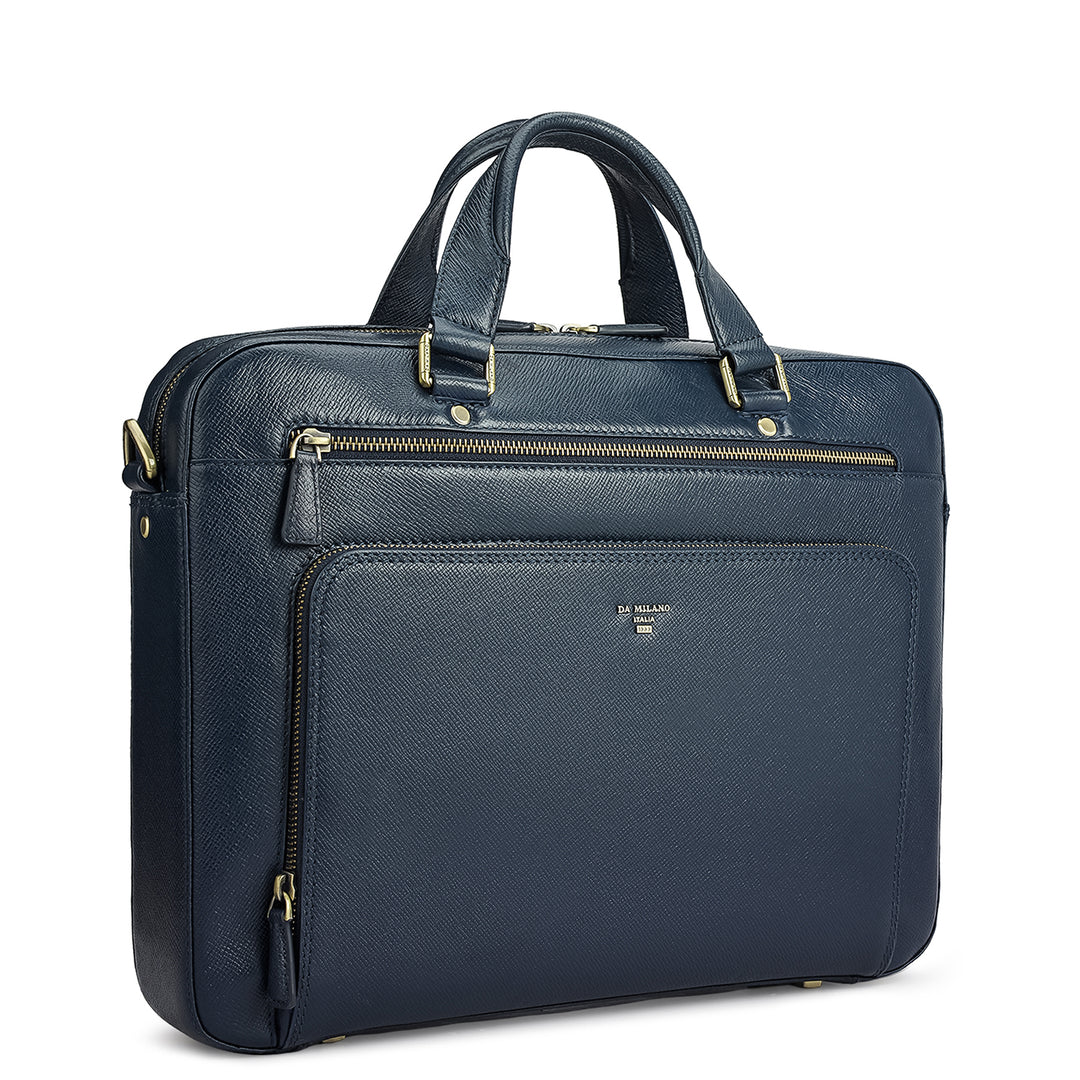 Franzy Leather Laptop Bag - Patriot Blue