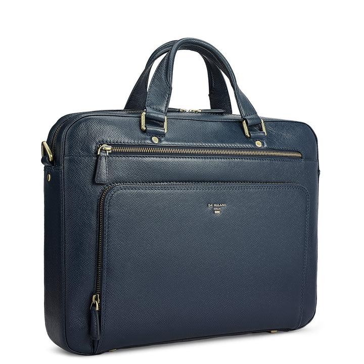 Franzy Leather Laptop Bag - Patriot Blue