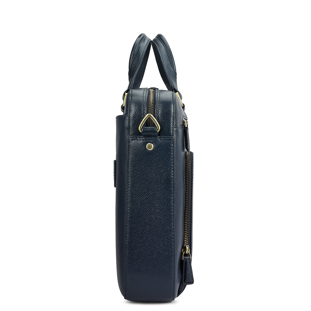 Franzy Leather Laptop Bag - Patriot Blue