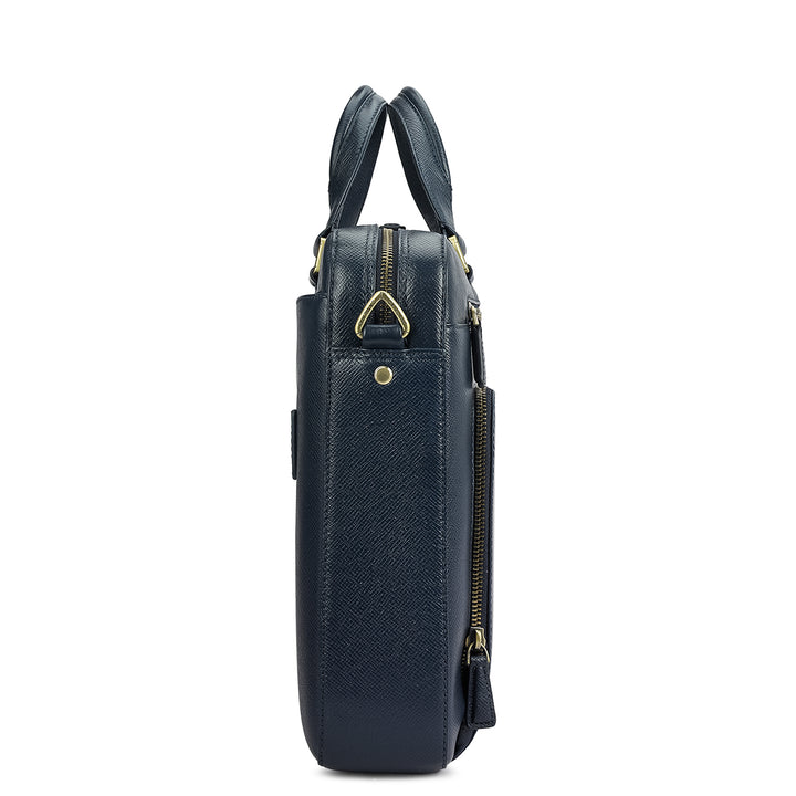 Franzy Leather Laptop Bag - Patriot Blue