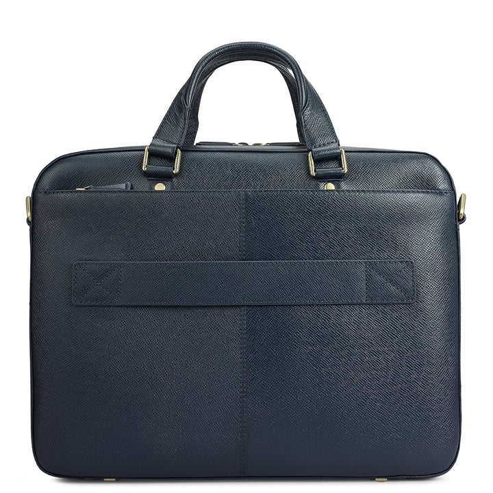 Franzy Leather Laptop Bag - Patriot Blue