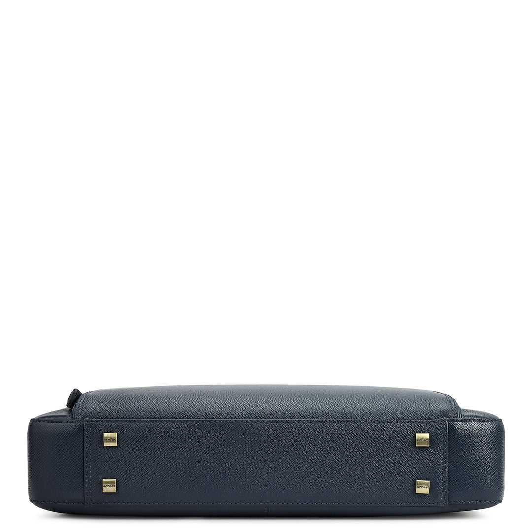 Franzy Leather Laptop Bag - Patriot Blue