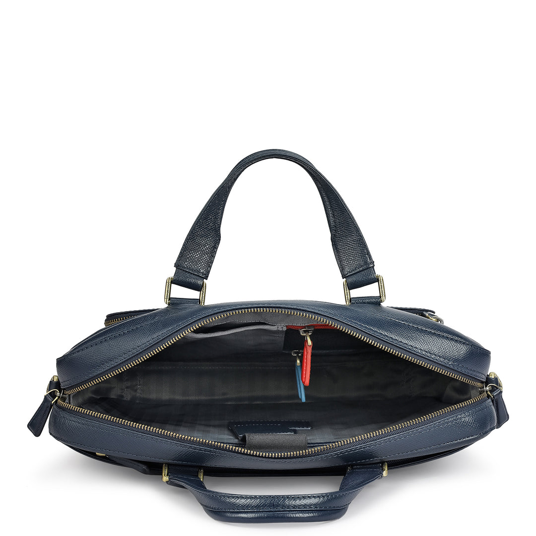 Franzy Leather Laptop Bag - Patriot Blue