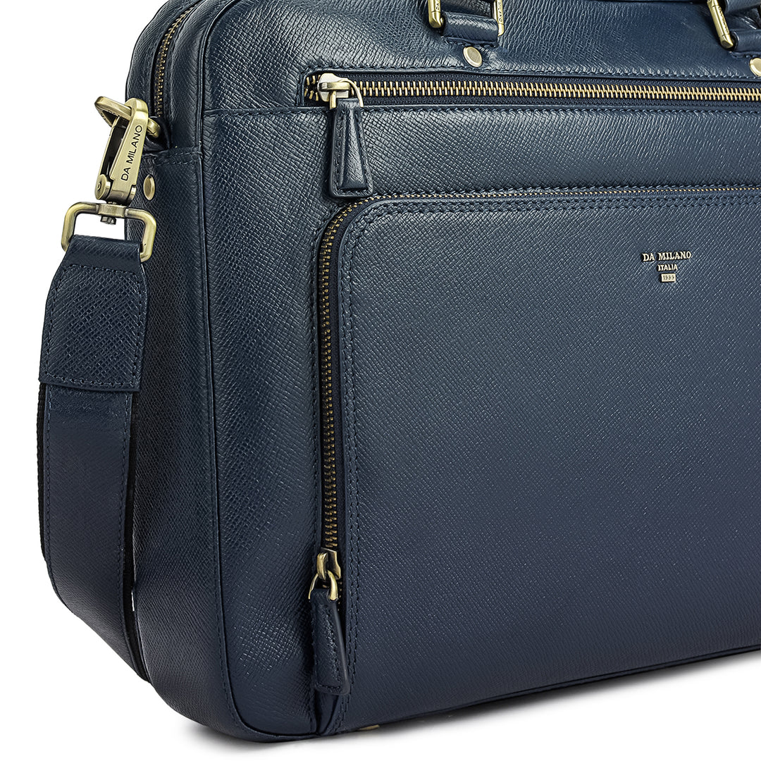 Franzy Leather Laptop Bag - Patriot Blue