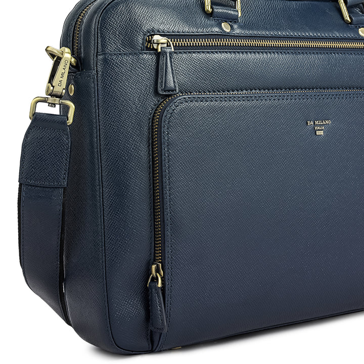 Franzy Leather Laptop Bag - Patriot Blue