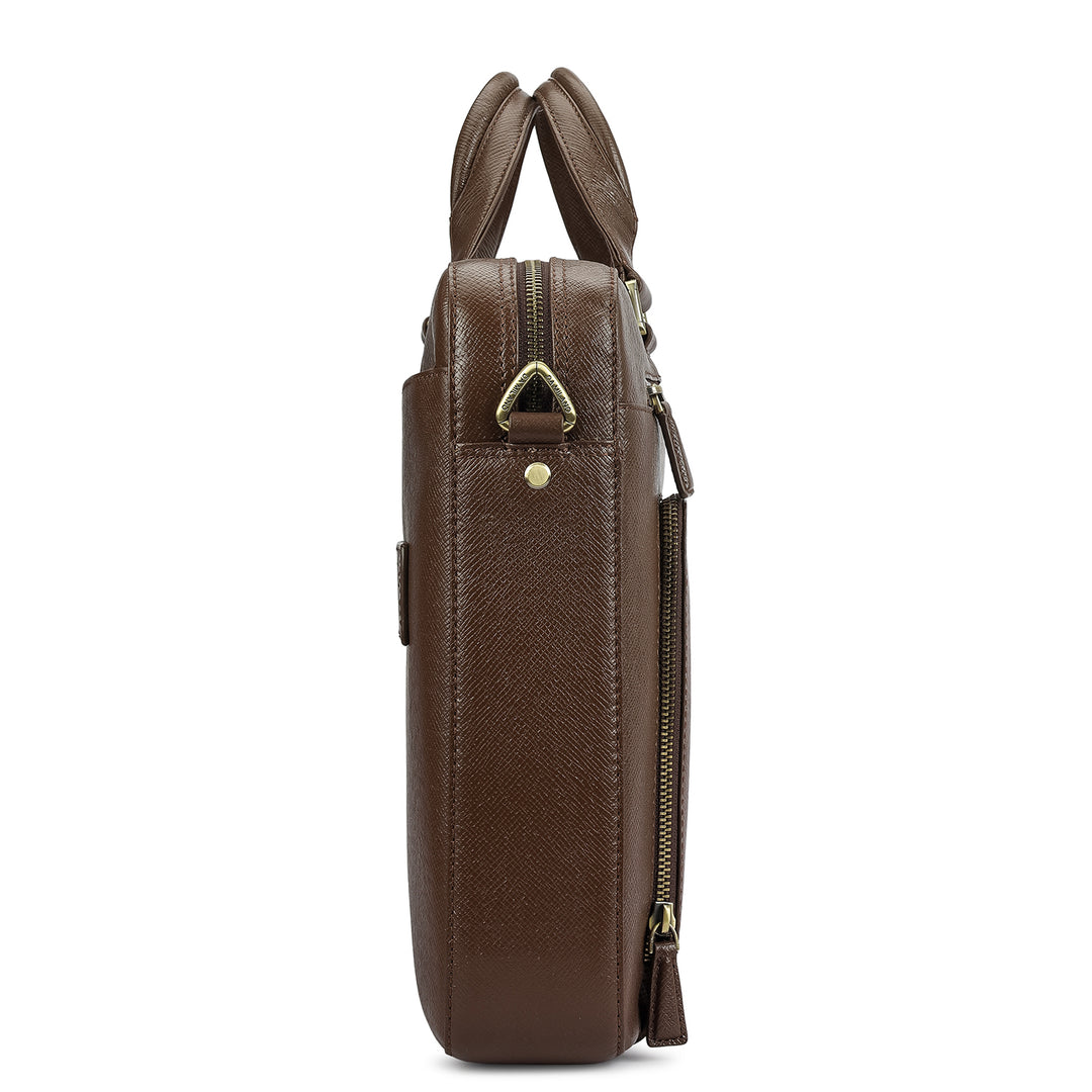 Franzy Leather Laptop Bag - Walnut