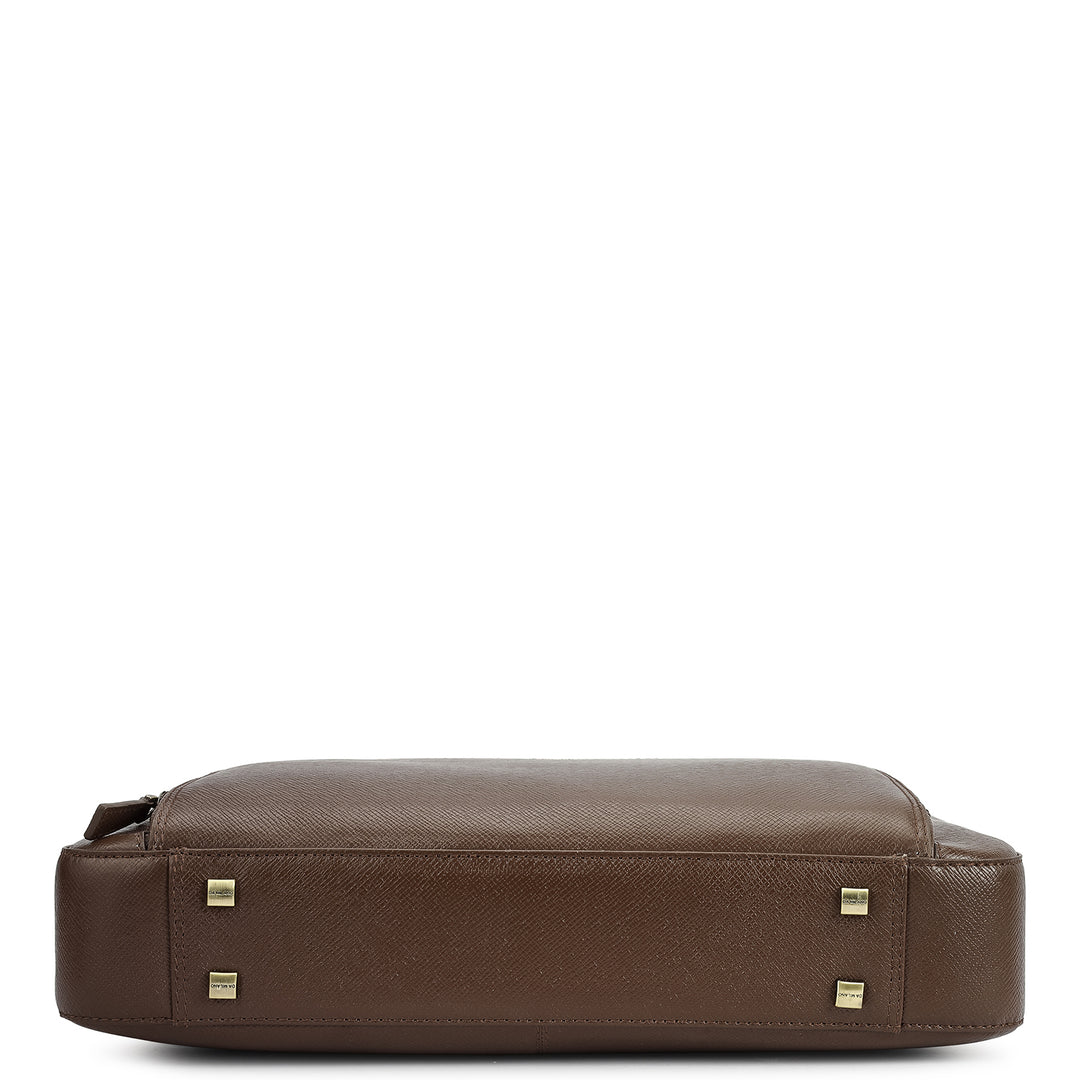 Franzy Leather Laptop Bag - Walnut