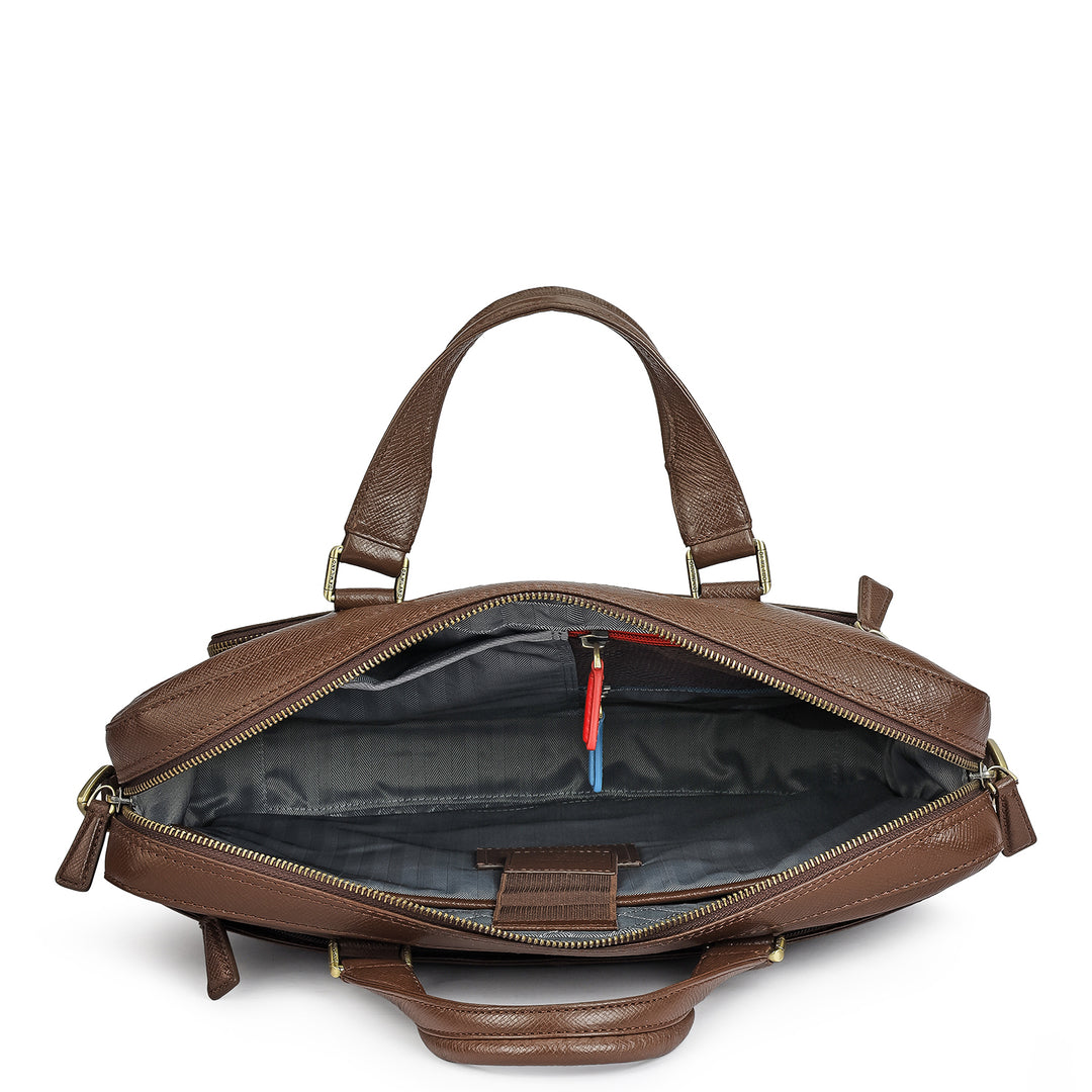 Franzy Leather Laptop Bag - Walnut
