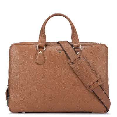 Cognac Monogram Wax Leather Laptop Bag - Upto 15"