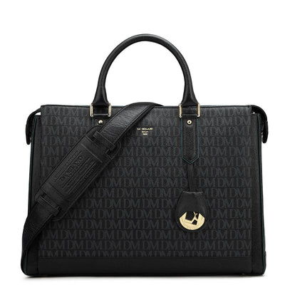 Black Monogram Leather Laptop Bag - Upto 15"