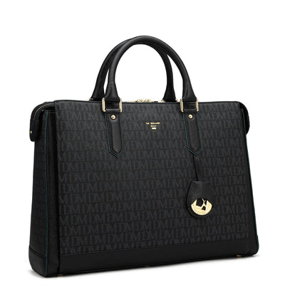 Monogram Leather Laptop Bag - Black