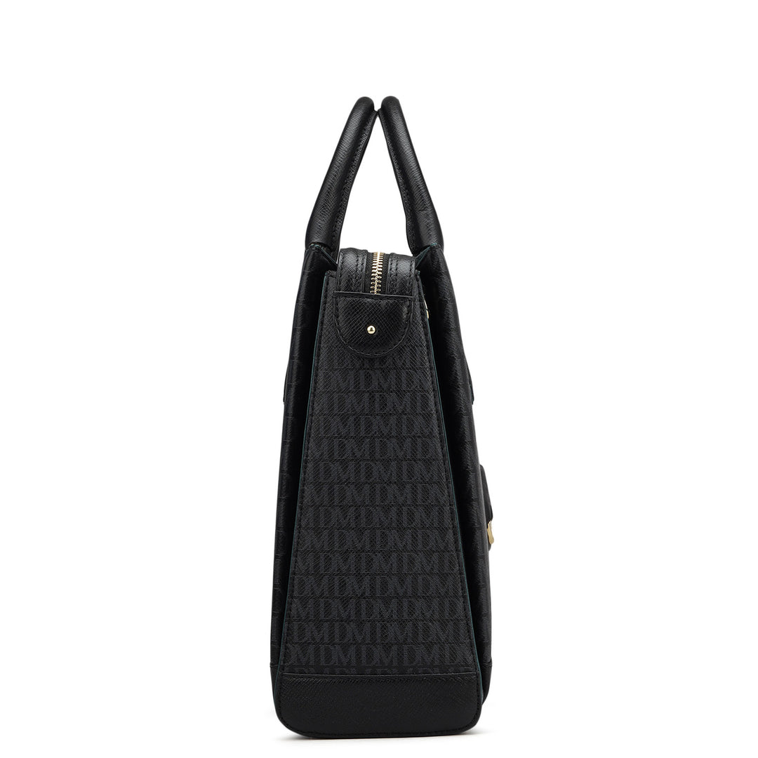Monogram Leather Laptop Bag - Black