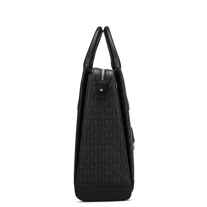 Monogram Leather Laptop Bag - Black