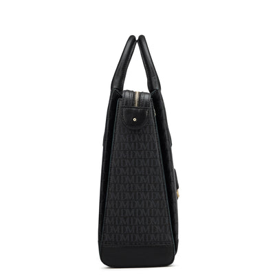 Monogram Leather Laptop Bag - Black