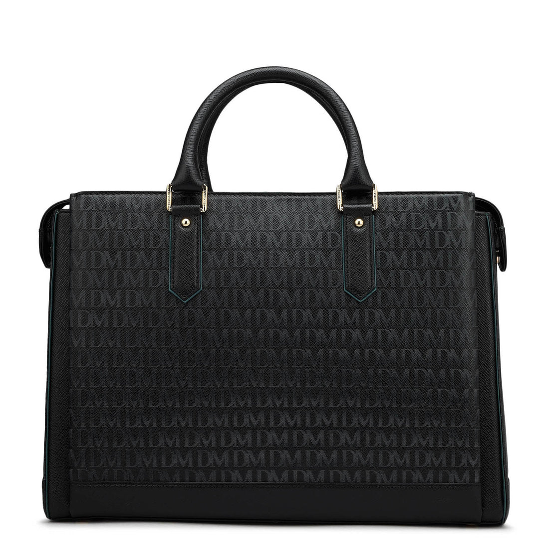 Monogram Leather Laptop Bag - Black