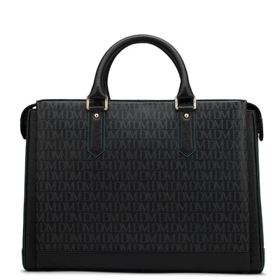 Black Monogram Leather Laptop Bag - Upto 15"