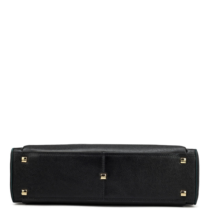 Monogram Leather Laptop Bag - Black