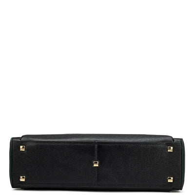 Black Monogram Leather Laptop Bag - Upto 15"