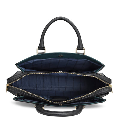 Monogram Leather Laptop Bag - Black