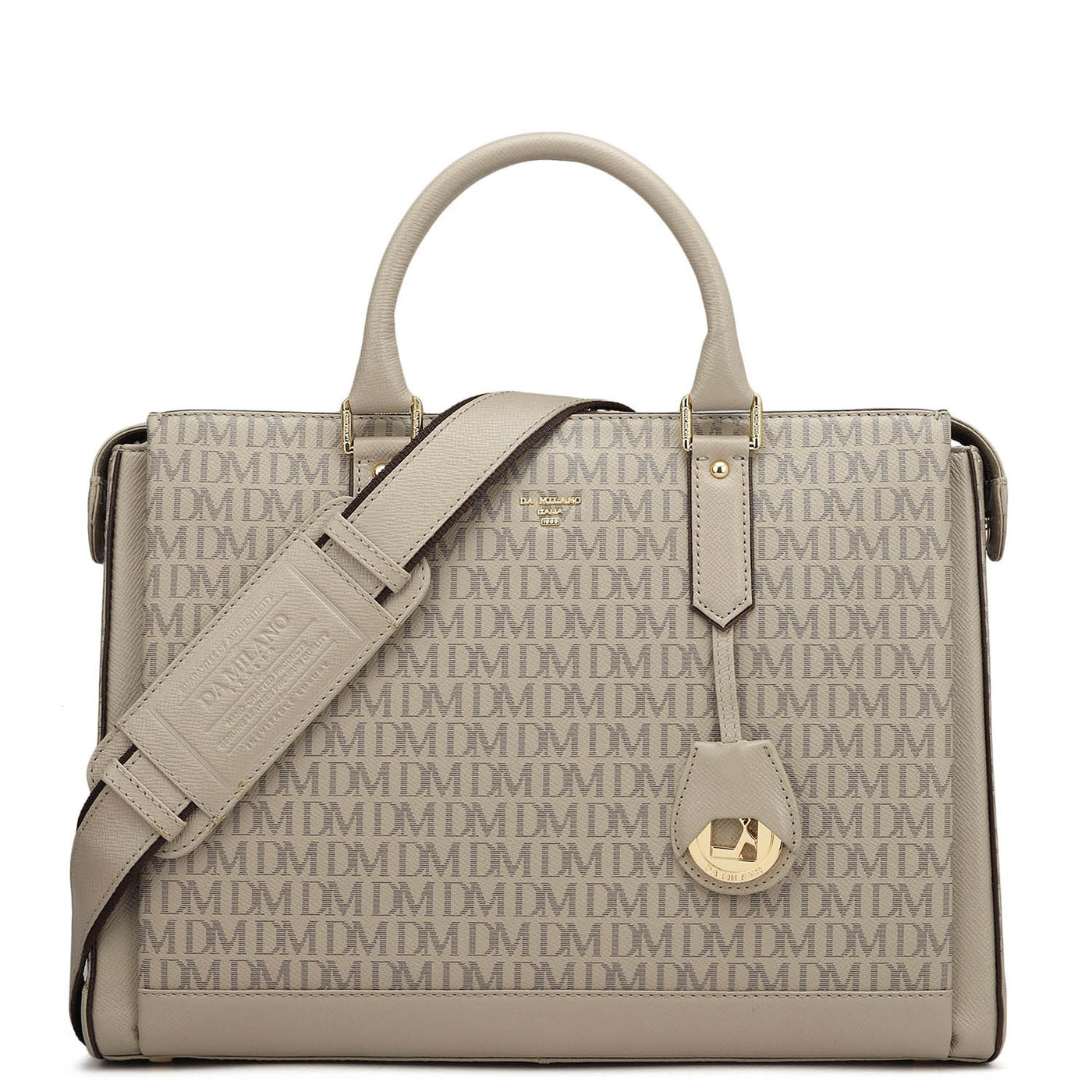 Monogram Leather Laptop Bag - Chalk