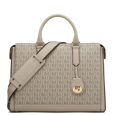 Monogram Leather Laptop Bag - Chalk