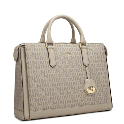 Monogram Leather Laptop Bag - Chalk