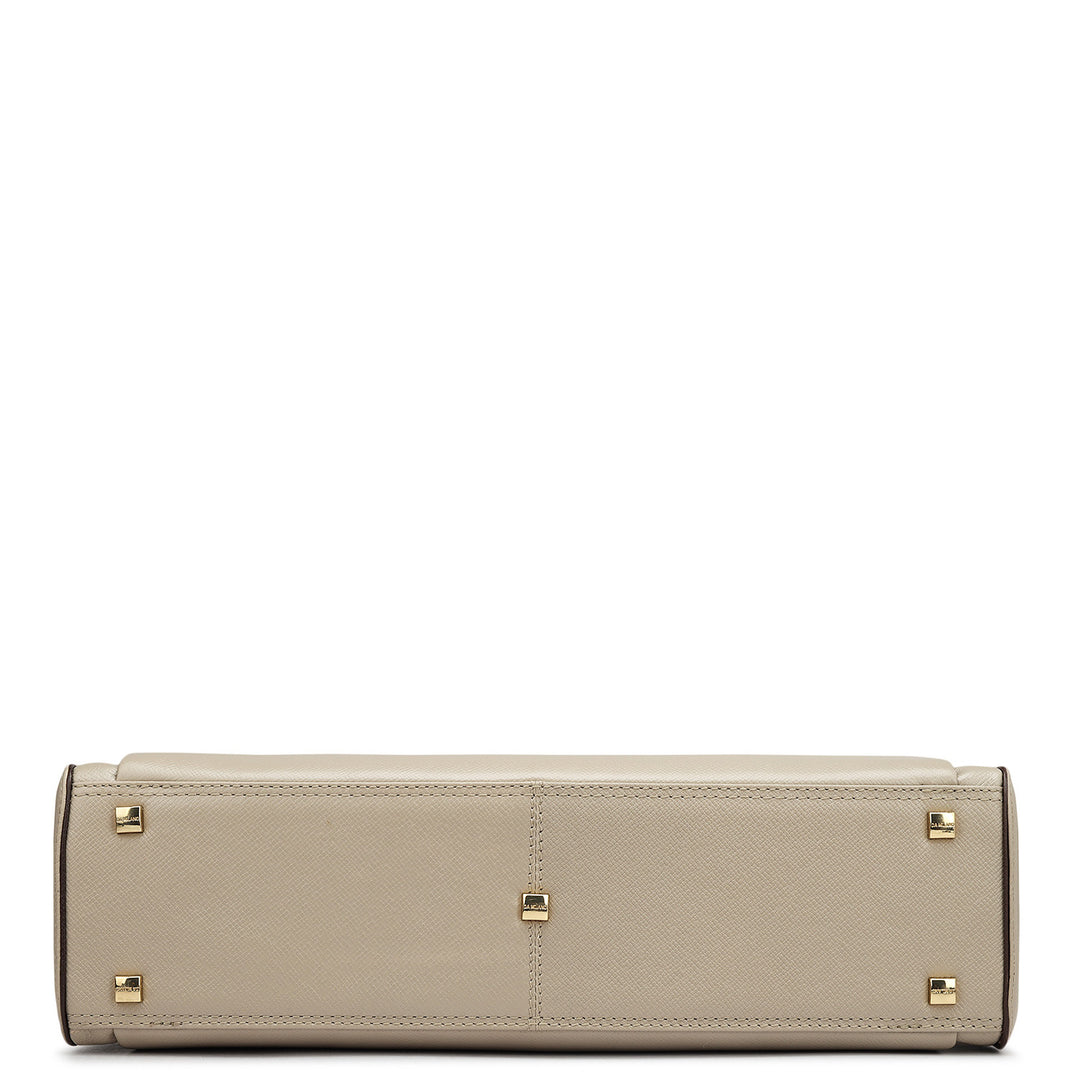 Monogram Leather Laptop Bag - Chalk