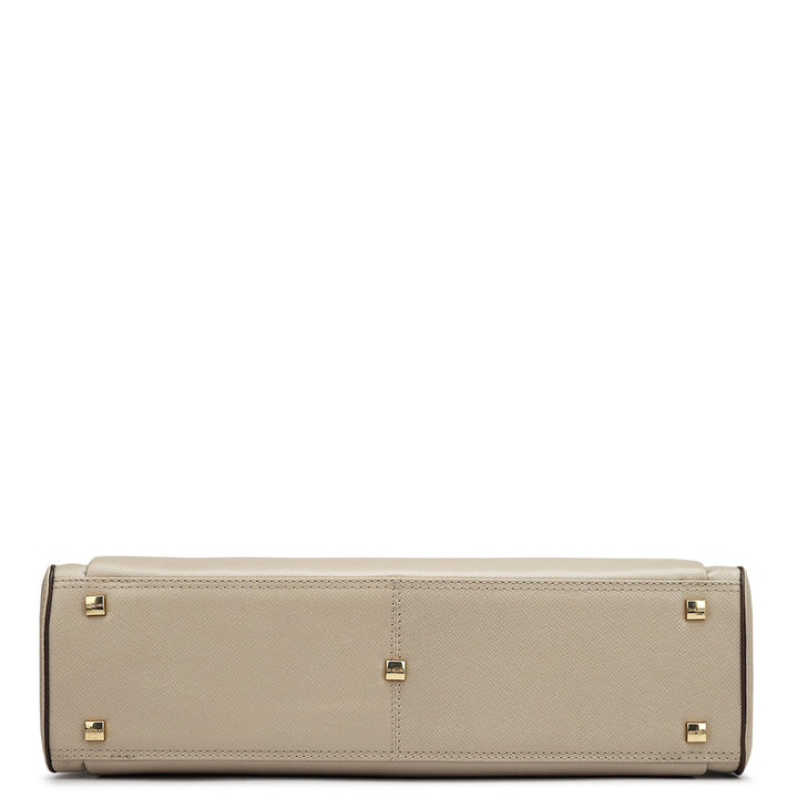 Monogram Leather Laptop Bag - Chalk
