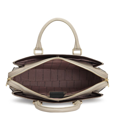 Monogram Leather Laptop Bag - Chalk