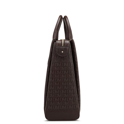 Monogram Leather Laptop Bag - Chocolate
