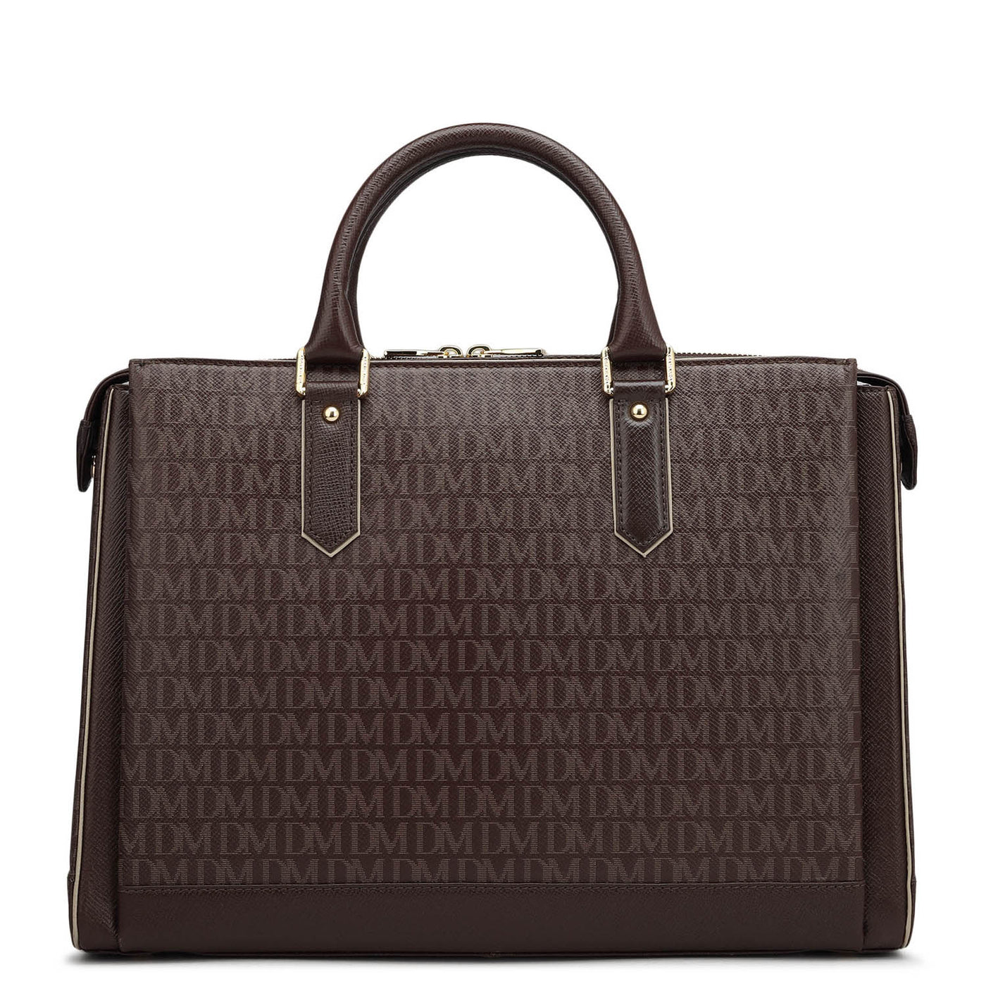 Monogram Leather Laptop Bag - Chocolate